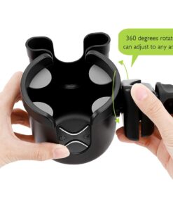 Accmor Stroller Cup Holder with Phone Holder, Bike Cup Holder, Cup Holder for Uppababy Stroller, 2-in-1 Universal Cup Phone Holder for Stroller, Bike, Wheelchair, Walker, Scooter, Black A-Black 24 61hcxqvSMBL