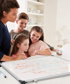 Amazon Basics Whiteboard Drywipe Magnetic with Pen Tray and Aluminium Trim, 90 cm x 60 cm (WxH) 60 cm x 90 cm 20 61heaciv8WL