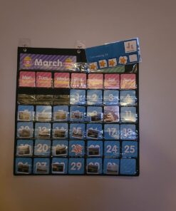 REGELETO 44 Pockets Calendar Pocket Chart for Classroom with 85 Cards, Monthly Calendar and Weather Black Pocket Chart for Kids Learning for Home or Kindergarten (25” X 24”) 44Pockets-1Pack 22 61hhVuoQzL