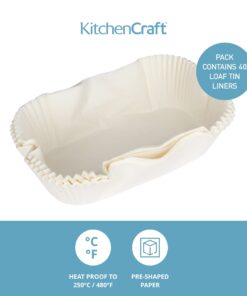 KitchenCraft Loaf Tin Liners, Non Stick, Cake and Bread Tin, 20 x 9 cm, Pack of 40 Liners 2 lb Single 8 61hmFNWQDiL