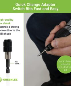 Greenlee DTAPKIT Drill/Tap Kit for Metal, One-Step Drilling, Tapping, and Deburring/Countersinking Set with Quick Change Adaptor 6-32 to 1/4-20 15 61hnSVWbQML