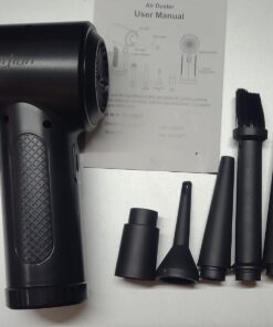 Compressed Air Duster,Fulljion 3-Gear to 51000RPM Electric Air Duster Portable Air Blower with LED Light, 6000mAhRechargeable Cordless Air Duster for Computer Keyboard Fast Charge(Black) Black 31 61hnaKqNGJL