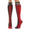 DC Comics Harley Quinn Faux Lace Up Knee High Boot Socks with Cuff Multi color sock size(9-11) 6 61hpF8melGL