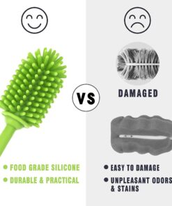 Silicone Bottle Cleaning Brush with Long Handle, 12.5" Water Bottle Cleaner for Baby Bottles, Hydro Flask, Sports Bottle, Vase, Glassware, Perfect for Smaller Diameter Bottle Openings (One Pack) Green 12 61hqS9x39S