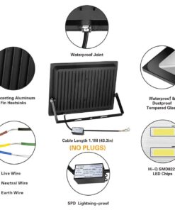 SOLLA 2 Pack 150W LED Flood Light, IP66 Waterproof, 12000lm, 800W Equivalent, Super Bright Outdoor Security Lights, 3000K Warm White, Outdoor Floodlight for Garage, Garden, Lawn and Yard 150watt-2 Pack 11 61hrtIznQkL