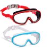 2 Pack Kids Swim Goggles, Swimming Glasses for Children from 3 to 15 Years Old Blue/White & Red/Black 25 61huZRc24L