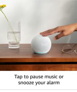 Amazon Echo Dot (5th Gen) with clock | Compact smart speaker with Alexa and enhanced LED display for at-a-glance clock, timers, weather, and more | Cloud Blue Device only 27 61hvnjBzxlL