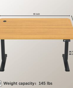 Furmax Electric Height Adjustable Standing Desk Large 55 x 24 Inches Sit Stand Up Desk Home Office Computer Desk Memory Preset with T-Shaped Metal Bracket, Maple 55 Inch 17 61hvruIyL9L