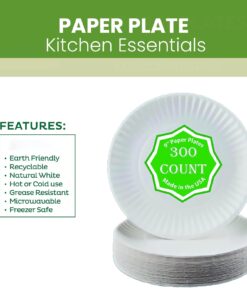 Perfect Stix Paper Plate by Kitchen Essentials, 9" (Pack of 300) Pack of 300ct 15 61hwKEjBHYL