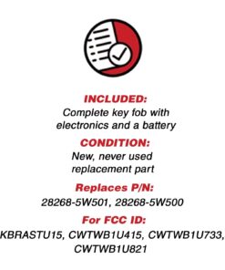 KeylessOption Keyless Entry Remote Control Car Key Fob Replacement for KBRASTU15, CWTWB1U733-Red Red 15 61hwwSdvPvL 3