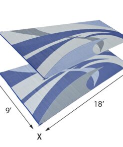 Stylish Camping 159183 9-feet by 18-feet Reversible Mat, Plastic Straw Rug, Large Floor Mat for Outdoors, RV, Patio, Backyard, Picnic, Beach, Camping (Blue/Grey) 9x18 Blue/Grey 17 61hx4HNy4GL