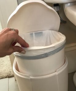 simplehuman Compact Round Bathroom Step Trash Can, 6 Liter / 1.6 Gallon, White Plastic 40 61hz9osTV1L