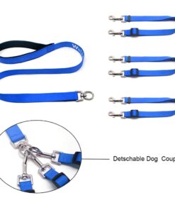 Alternative view of Wellbro 3 in 1 Durable Nylon Dog Leash with Padded Handle, Three- Way Pet Leash with a Coupler, Adjustable and Detachable, Lead for Small, Medium Dogs (Blue) Blue