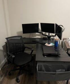 MOUNTUP Triple Monitor Stand Mount - 3 Monitor Desk Mount for Computer Screens Up to 27 inch, Triple Monitor Arm with Gas Spring, Heavy Duty Monitor Stand, Each Arm Holds Up to 17.6 lbs, MU0006 Black 45 61hzy6fWaCL