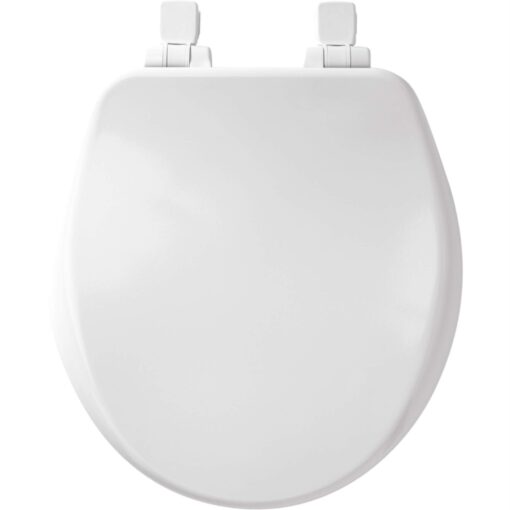 MAYFAIR 864SLOWB 000 Alesio II Toilet Seat will Slow Close, Never Loosen and Provide the Perfect Fit, ROUND, Highly Stylized Durable Enameled Wood, White 1 Pack - ROUND