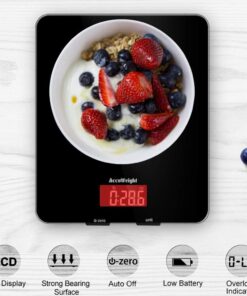 AccuWeight 201 Digital Multifunction Meat Food Scale with LCD Display for Baking Kitchen Cooking, 11lb Capacity by 0.1oz, Tempered Glass Black 33 61i GsAGrHL