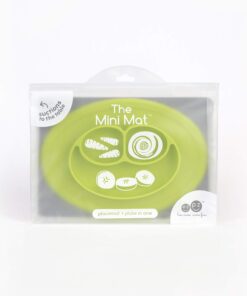ezpz Mini Mat (Lime) - 100% Silicone Suction Plate with Built-in Placemat for Infants + Toddlers - First Foods + Self-Feeding - Comes with a Reusable Travel Bag - 6 Months+ Lime 24 61i0j30DynL