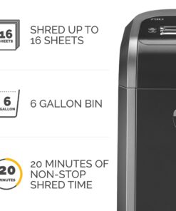 Fellowes Powershred 79Ci 16-Sheet 100% Jam-Proof Crosscut Paper Shredder for Office and Home, Black/Dark Silver 3227919 16 Sheet 26 61i18pWg L