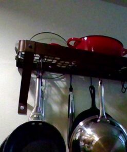 Old Dutch Wall-Mount Bookshelf Pot Rack with Grid & 12 Hooks, Oiled Bronze, 36.25" x 9" x 11.5" 26 61i1vnIpmyL 1