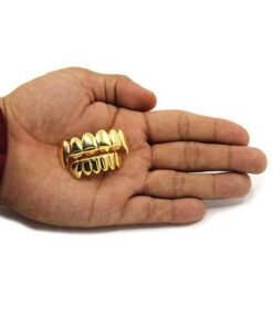 24K Plated Gold Grillz Vampire Fangs Caps Top And Bottom Grill Set Mouth Teeth For Son Gift + Extra Molding Bars + Microfiber Cloth 13 61i2 wHJDSL