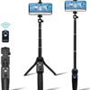 Fugetek 48" Compact Selfie Stick & Tripod, Extendable, Wireless Bluetooth Remote, Lightweight Aluminum, Travel Ready, Compatible with iPhone 14 13 12 Pro Xs Max Xr X 8Plus 7 & Android Black 39 61i33XZBURL