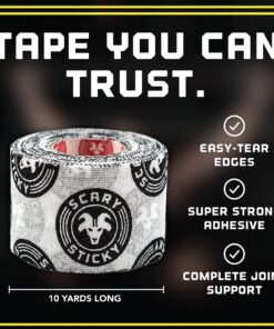 Goat Tape Scary Sticky Premium Athletic Tape | Weightlifting Tape | Thumb Tape for Hook Grip – Sticks with You Through The Toughest Fitness Workouts and Lifts Black & Yellow | 2 Pack Pack of 2 14 61i50ylD37L
