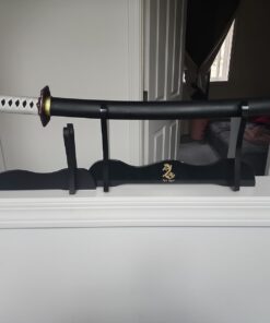 Ten Ryu – Samurai Sword Stand – Black Lacquered Wood Single Sword Stand with Red Velvet Holders and Ten Ryu Logo on Stand, Display Your Collection with Pride – MA-1SD 16 61i6jN9hb4L