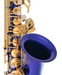 Lazarro Professional Royal Blue Body Gold Keys Eb E Flat Alto Saxophone with 11 Reeds, Case, Music Book and Many Extras, 360-BU 12 61i8EUiG3rL