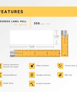 HOUSELABELS Compatible DYMO 30252 Address Labels (1-1/8" x 3-1/2") Compatible with Rollo, Some DYMO LW Printers, 12 Rolls / 350 Labels per Roll 11 61i8SNTJswL