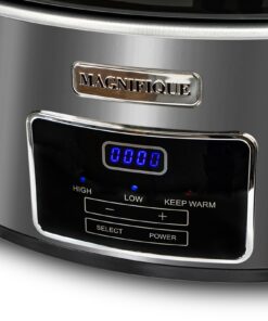 MAGNIFIQUE 8-Quart Casserole Slow Cooker with Timer and Digital Programmable - Small Kitchen Appliance for Family Dinners - Serves 6+ People - Heat Settings: Keep Warm, Low and High 8 Qt Stainless Steel Digital 26 61iBD5tPTKL
