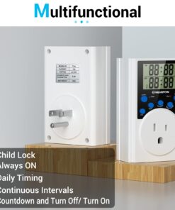 Timer Outlet, Nearpow Multifunctional Infinite Cycle Programmable Plug-in Digital Timer Switch with 3-Prong Outlet for Appliances, Energy-Saving Timer, 15A/1800W Blue 1 27 61iD46gowLL