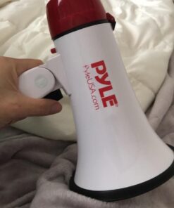 Pyle Megaphone Speaker PA Bullhorn - 20 Watts & Adjustable Vol Control w/ Built-in Siren & 800 Yard Range for Football, Baseball, Hockey, Cheerleading Fans & Coaches or for Safety Drills - PMP20,White 57 61iEmNrh 3L 1