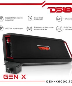 DS18 GEN-X6000.1 Car Audio Amplifier 1-Channel Class D 6000 Watts Max Monoblock Amp - Bass Remote Knob Included - Lightweight Design - High Efficiency Rate 1 Channel 9 61iEtS2ciEL