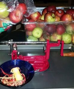 Johnny Apple Peeler, Corer, Slicer, Pie Maker, Stainless Steel Blades, Red VKP1010 Suction Base 43 61iGR gkYCL