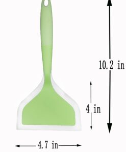 Minchsrin Silicone Wrapped Plastic Fish Spatula Pancakes Shovel Non-Stick Heat-Resistant Wide Flat Turner For Egg Tamales Pizza (Green) Green 1 14 61iJgUJd95L