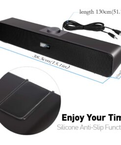 VOTNTUT Computer Speakers,Wired USB Desktop Speaker,Stereo USB Powered Mini Sound Bar Speaker for PC Tablets Desktop Laptop MP3 Mac Air/Pro((USB-C to USB Adapter Included) (Black) Black 27 61iKrOddLYL