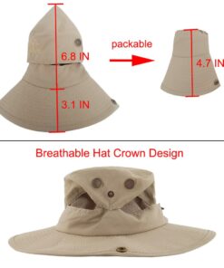 LETHMIK Summer Fishing Boonie Sun Hat Cap Outdoor Safari Hunting Camping Hat with Chin Cord Beige (Waterproof) Model 0023 One Size 22 61iLjFqOrUL