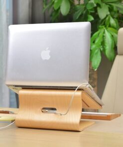 Yasirona SAMDI Birch Wood Laptop Stand for Desk Riser Wood, Wooden Notebook Laptop Stand Holder with Air Breathing Slots for 10-16 Inch MacBook Notebook, Eye-Level Ergonomic, Laptop Wood Riser Stand 11 61iN28O6yEL