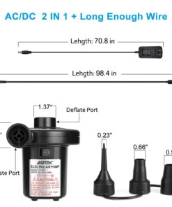 AGPTEK Electric Air Pump with 3 Nozzles, 110V AC/12V DC, Portable Quick-Fill Perfect Inflator/Deflator Pumps for Outdoor Camping, Inflatable Cushions, Air Mattress Beds, Boats, Swimming Ring 21 61iNPCzWpXL