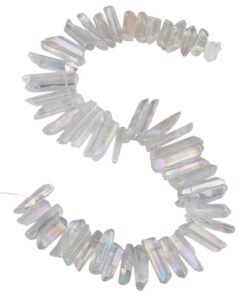 Alternative view of SUNYIK Angel Aura Titanium Coated Crystal Points Quartz Sticks Spikes Point Beads 15 inch Strand Drilled 0.5"-1.6" Angel Aura Quartz