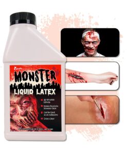 Kangaroo's Halloween Makeup Monster Liquid Latex I Quick Drying Liquid Latex Sfx Makeup Kit I Multi-Purpose Liquid Rubber White Face Paint for Zombie Makeup, Costume Makeup, Fake Scars 16oz Pint 29 61iP6RFljCL