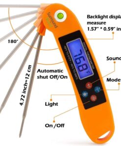 Digital Thermometer Talking Instant Read- Electronic BBQ- Great for Barbecue, Baking, Grilling, Cooking, All Food & Meat, Liquids- Collapsible Internal long Probe (Orange) By Surround Point 17 61iPNqQfumL 1