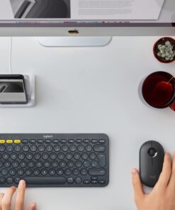 Logitech K380 Pebble Multi-Device Bluetooth Keyboard – Windows, Mac, Chrome OS, Android, iPad, iPhone, Apple TV Compatible – with Flow Cross-Computer Control and Easy-Switch up to 3 Devices –Dark Grey Dark Grey 32 61iSbWsmheL