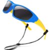 RIVBOS Kids Sunglasses with Strap Polarized UV Protection Flexible Rubber Shades for Boys Girls RBK003 003-1 Sky Blue 20 61iTF6zc75L