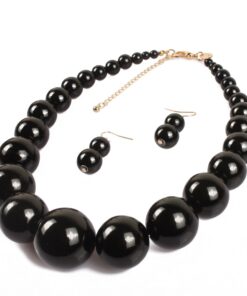 KOSMOS-LI Large Style Big Imitate Pearl Strand Choker Necklace With Earrings Set Black 11 61iTiGSxL
