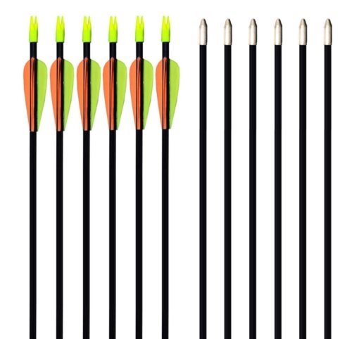 GPP 28-inches Fiberglass Archery Target Arrows - Practice Arrow or Youth Arrow for Recurve Bow 12 Black Arrows