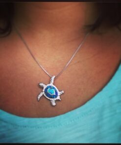 Victoria Jewelry 925 Sterling Silver Blue Opal Sea Turtle Necklace 35 61iVB6KX4SL 1