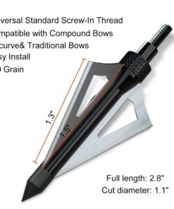 Alternative view of Sinbadteck Hunting Broadheads, 12PK 3 Blades Archery Broadheads 100 Grain Screw-in Arrow Heads Arrow Tips Compatible with Traditional Bows and Compound Bow Black