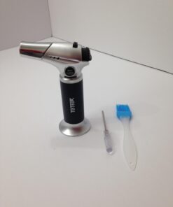 TBTEEK Butane Torch, Kitchen Torch Cooking Torch with Safety Lock & Adjustable Flame for Cooking, BBQ, Baking, Brulee, Creme, DIY Soldering(Butane Not Included) Silver 47 61iW6zidf9L 1