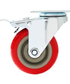 Online Best Service 4 Pack Caster Wheels Swivel Plate On Red Polyurethane Wheels (4 inch with Brake) 4 inch with Brake 27 61iYRrBZSEL